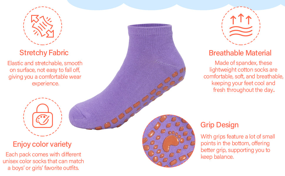 Children and Adult Anti Skid Floor Socks Set of 10 ( 5 For Kids & 5 For Adult )