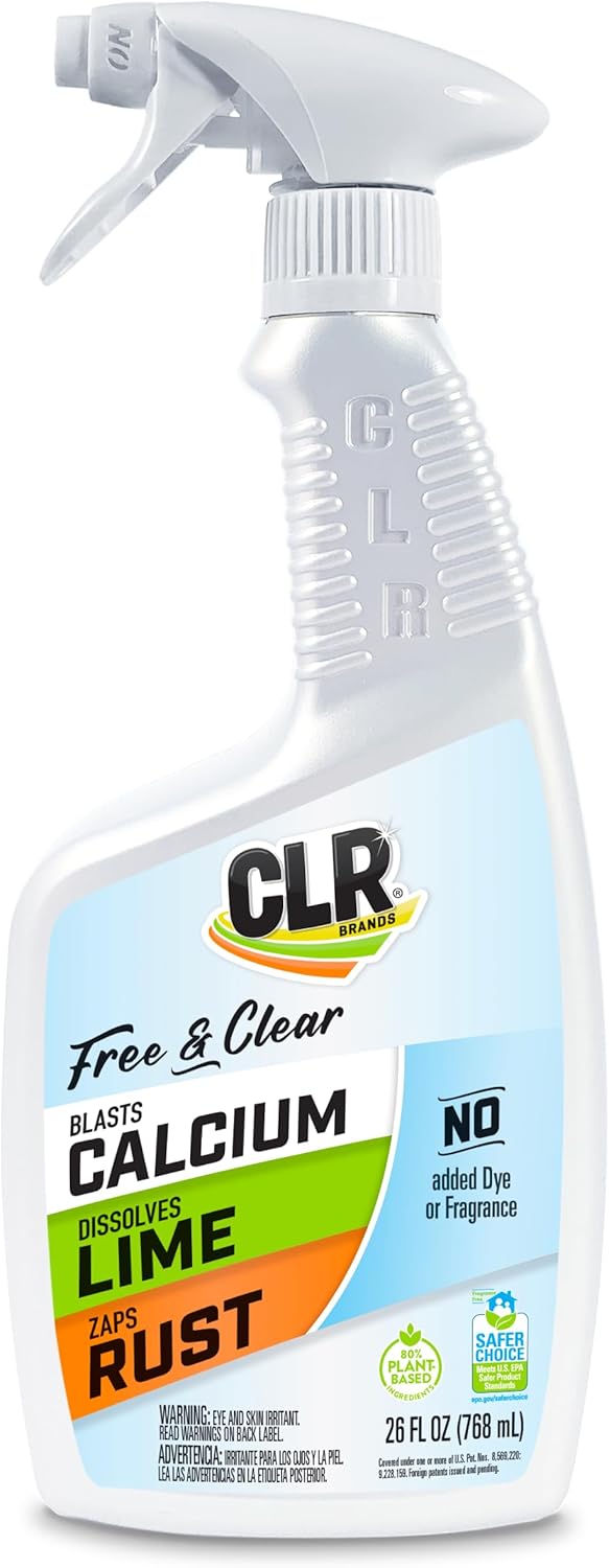 CLR Brands® Calcium, Lime & Rust Remover Free & Clear, No Dyes or Fragrances, Gentle Lime and Bathroom Descaler, Removes Hard Water Stains and Rust Deposits, 750ml  Bottle (Pack of 1)