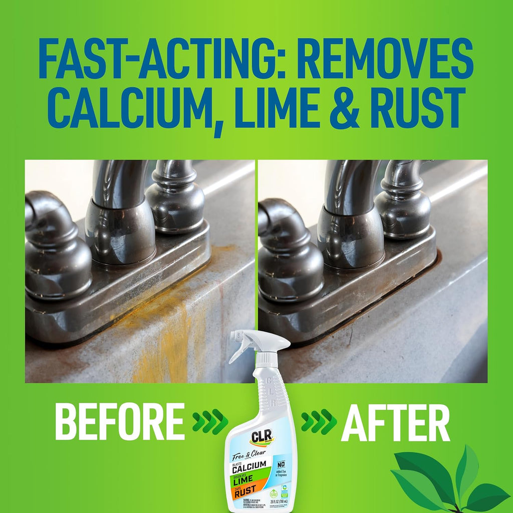 CLR Brands® Calcium, Lime & Rust Remover Free & Clear, No Dyes or Fragrances, Gentle Lime and Bathroom Descaler, Removes Hard Water Stains and Rust Deposits, 750ml  Bottle (Pack of 1)