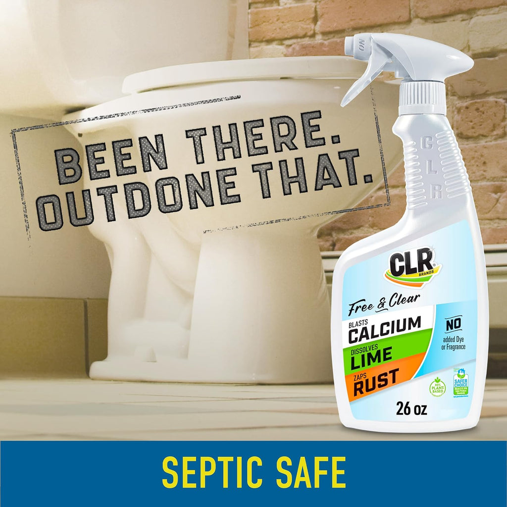 CLR Brands® Calcium, Lime & Rust Remover Free & Clear, No Dyes or Fragrances, Gentle Lime and Bathroom Descaler, Removes Hard Water Stains and Rust Deposits, 750ml  Bottle (Pack of 1)